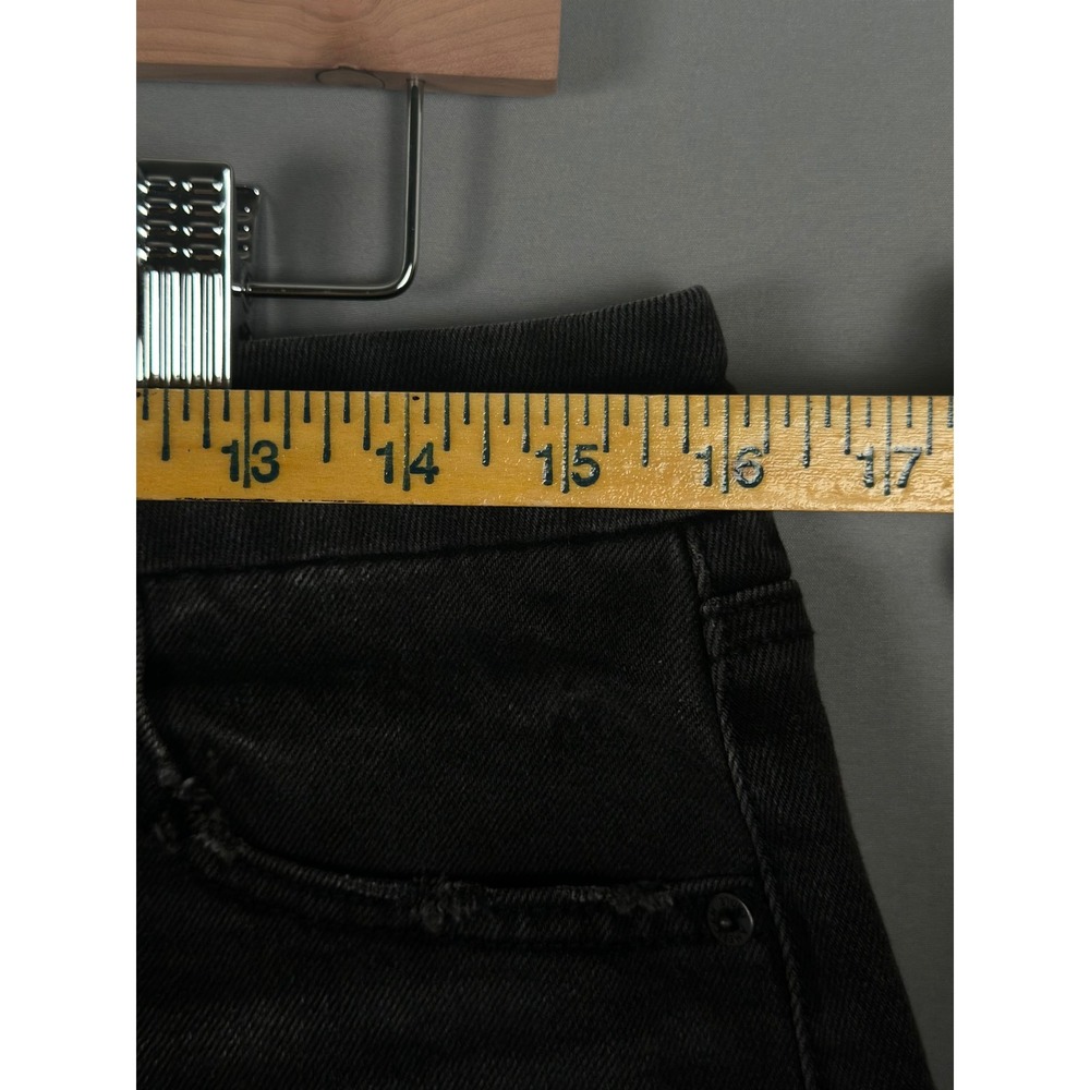 American Eagle Black Distressed Raw Hem Stretch Denim Shorts Womens Size 12 - Picture 8 of 12